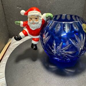 Vintage Japan Lefton? hanging out candle plant hanging Santa
